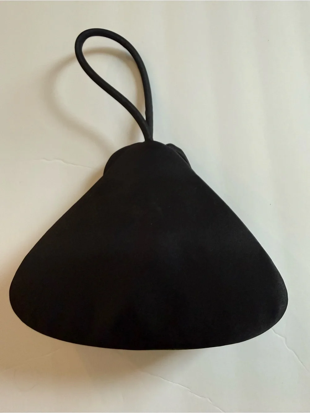 Black Satin Pleated Rosette Evening Clutch
